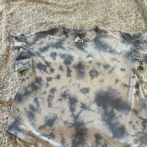 NWT Jane and Delance Women’s Plus Size 2X blue and whiteRuffled Short Sleeve Tee